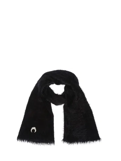 Marine Serre Logo Embroidered Scarf In Black