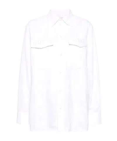 Marine Serre Logo Embroidered Shirt In White