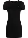 Marine Serre Black Embroidered Logo T-shirt Dress In Black