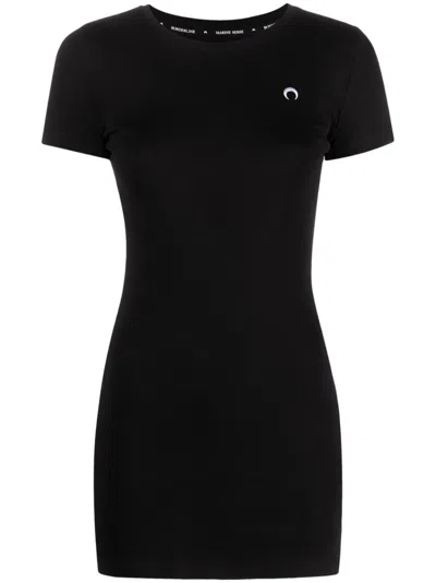 Marine Serre Black Embroidered Logo T-shirt Dress