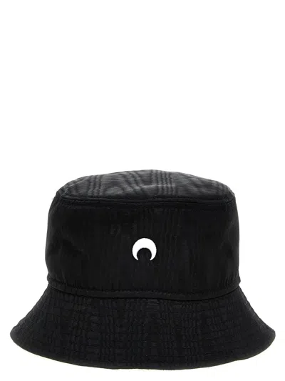 Marine Serre Logo Embroidery Bucket Hat In Black