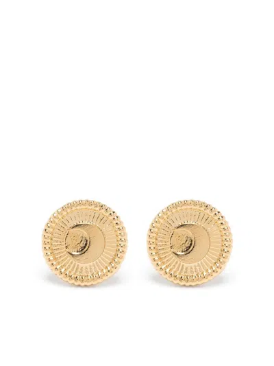 Marine Serre Logo-engraved Earrings In Gold