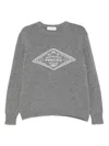Marine Serre Gray Clean Wool Knit Crewneck Sweater In 灰色