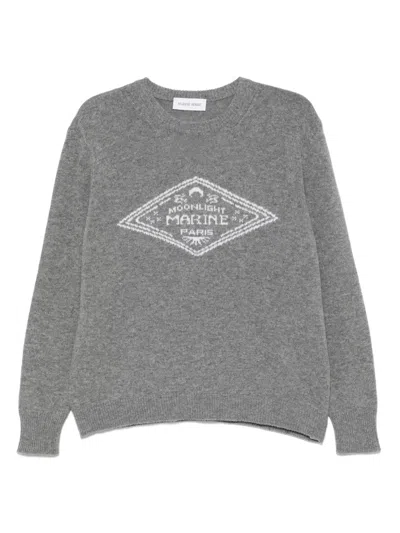 MARINE SERRE LOGO-INTARSIA KNIT SWEATER