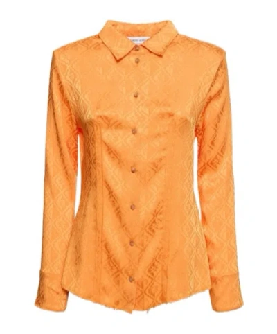 Marine Serre Logo Jacquard Shirt In Orange