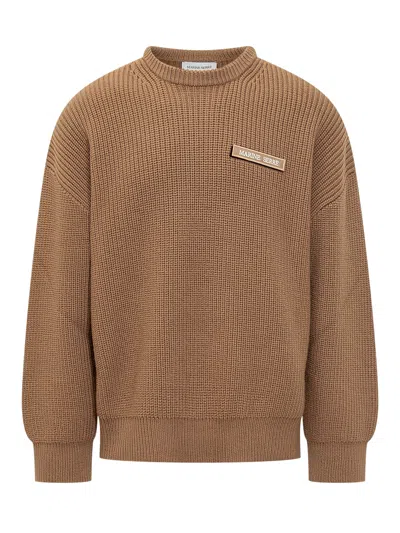 Marine Serre Logo Knit Sweater In Brown