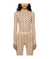 Marine Serre Tan Moon Printed Jersey Second Skin T-shirt In Nude