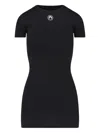 Marine Serre Black Long T-shirt With Crescent Moon Embroidered On The Front And Logo Patch On The Back In Black