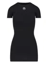 Marine Serre Black Long T-shirt With Crescent Moon Embroidered On The Front And Logo Patch On The Back In Cotton  In Black  