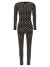 Marine Serre Black Recycled Moon Strass Jersey Catsuit In Black