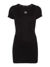 Marine Serre Black Long T-shirt With Crescent Moon Embroidered On The Front And Logo Patch On The Back In Black
