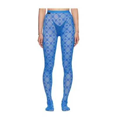 Marine Serre Flocked-moonogram Tights In Bl45 Azur
