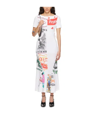 Marine Serre White Regenerated Graphic Maxi Dress In Wh10 White