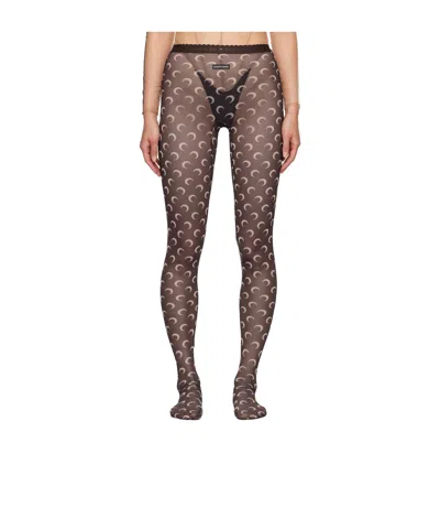 MARINE SERRE LOGO PATTERN PRINT DETAIL PANTYHOSE