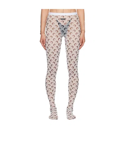 Marine Serre Logo Pattern Printed Pantyhose In White