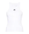 Marine Serre Moon Logo Ribbed Jersey Tabk Top Woman White In White