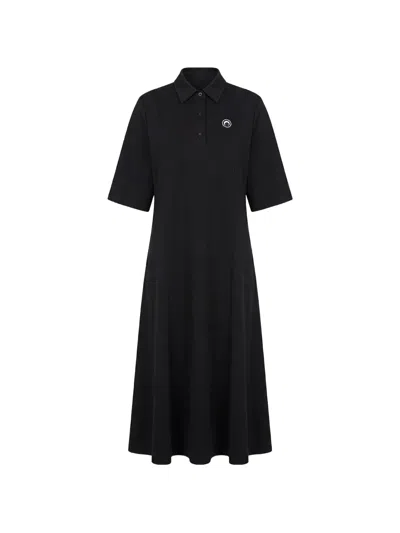 Marine Serre Logo Polo Dress In Black