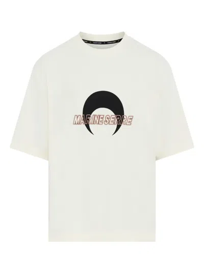 Marine Serre Logo-print Crew-neck T-shirt In White