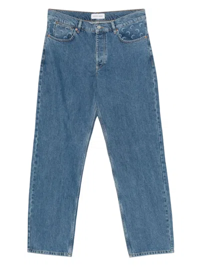 Marine Serre Denim Trousers With Back Pockets And Belt Loops In Blue