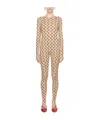 Marine Serre Graphic-print Long-sleeve Jumpsuit In Nude