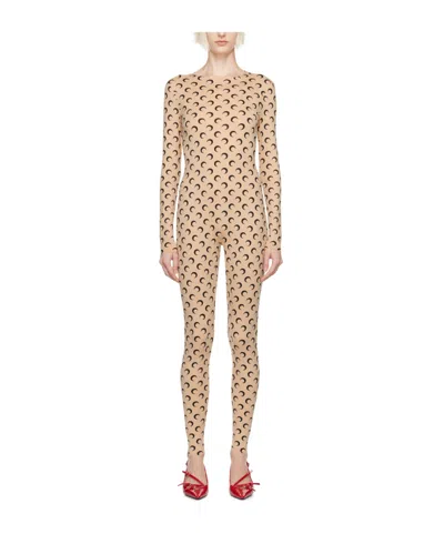 MARINE SERRE LOGO PRINT LONG-SLEEVED JUMPSUIT