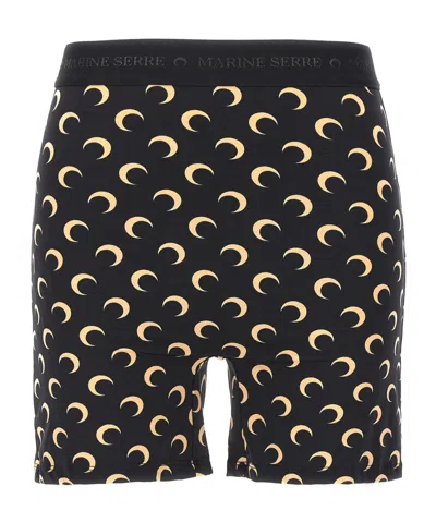 Marine Serre Womens Inverse Tan Moon Logo Stretch-jersey Shorts Xl In Black