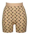 Marine Serre Logo-printed Stretched Mini Shorts In Neutral