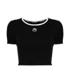 Marine Serre Ribbed Jersey Cropped Top Featuring Moon Logo In Black