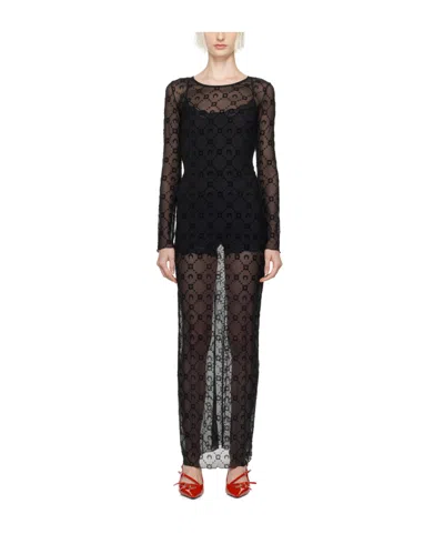 Marine Serre Logo Round-neck Dress In Black
