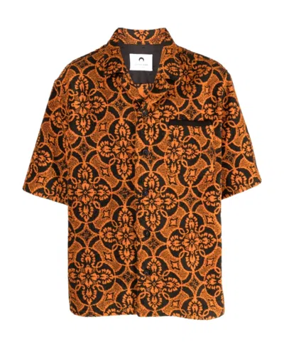 Marine Serre Logo Short-sleeved Shirt In Brown