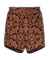 Marine Serre Towelling Finish Running Shorts With Graphic Print In Brown