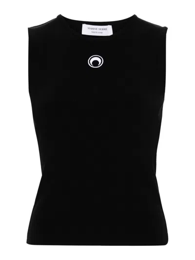 Marine Serre Logo Sleeveless Pullover In Black
