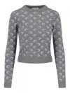 Marine Serre Moon Jacquard Knit Sweater In Gray