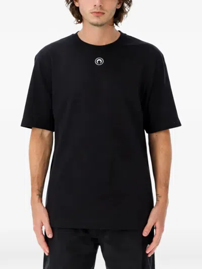 Marine Serre Crescent Moon Embroidered Crewneck T-shirt In Black