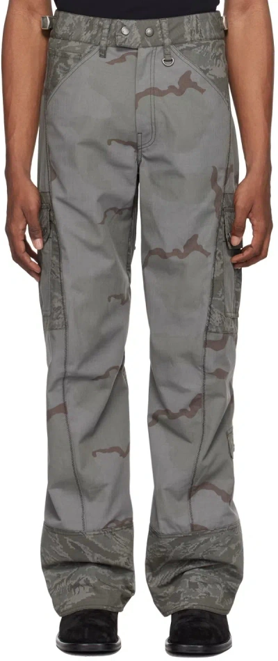 Marine Serre Logo Work Pants In Gray