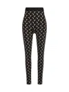 Marine Serre Moon Printed Stirrup Leggings In Black And Beige In Black