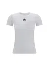 Marine Serre Fitted Short-sleeve Organic Cotton T-shirt With Embroidered Detail In White