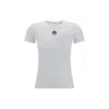 Marine Serre Fitted Short-sleeve Organic Cotton T-shirt With Embroidered Detail In White