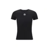 Marine Serre Ribbed Crew Neck Cotton T-shirt Slim Fit In Black