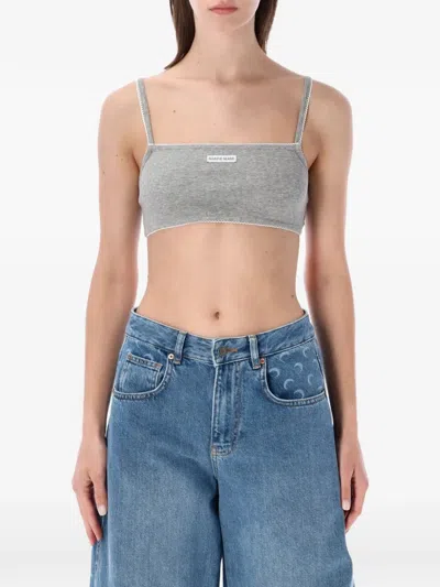 Marine Serre Retro Ribbed Jersey Bra Top In Gray