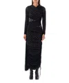 Marine Serre Asymmetric Draped Jersey Midi Dress In Black