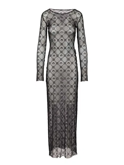 Marine Serre Long Dress Moonogram Dresses Black