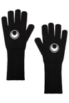Marine Serre Black Moon Logo Knit Long Gloves In Black