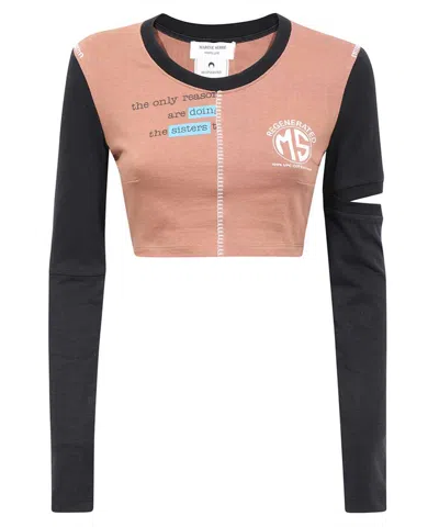 MARINE SERRE LONG SLEEVE CROP TOP