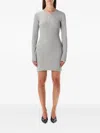 Marine Serre Mini Jersey Long-sleeved Crewneck Dress In Gray