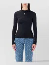 Marine Serre Turtleneck Sweater With Moon Logo And Rhinestones In Black