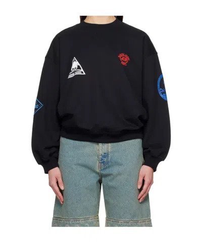 Marine Serre Long Sleeve Sweatshirt In Black