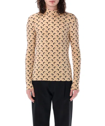 Marine Serre Long Sleeve T-shirt In Beige