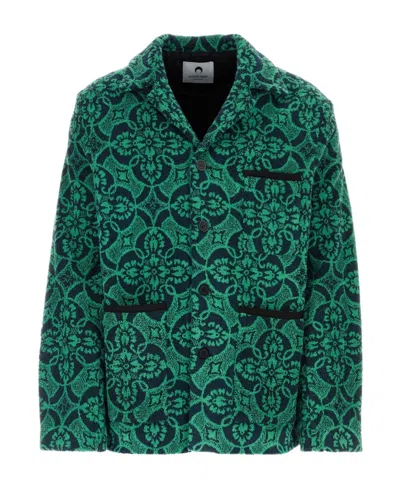 Marine Serre Long-sleeved Casual Jacket In Green