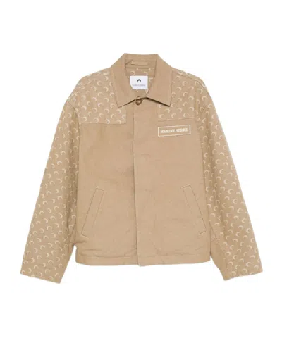 Marine Serre Long-sleeved Casual Jacket In Nude